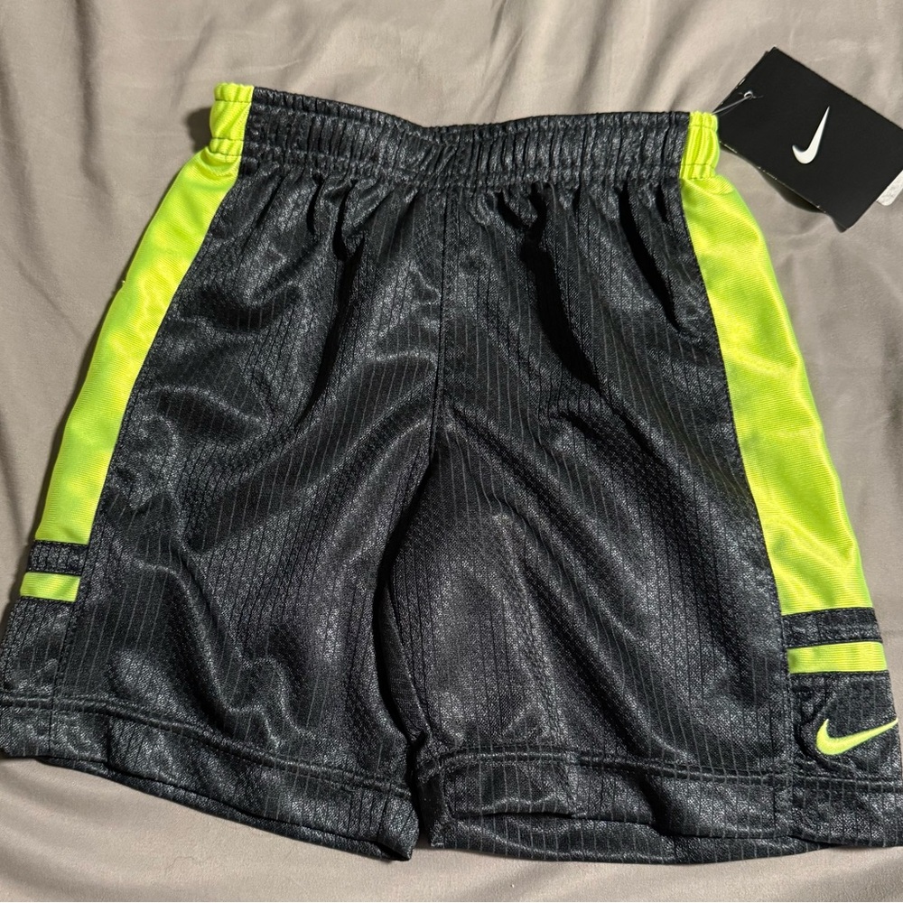 Nike Kids Black Shorts with Neon Green Accents